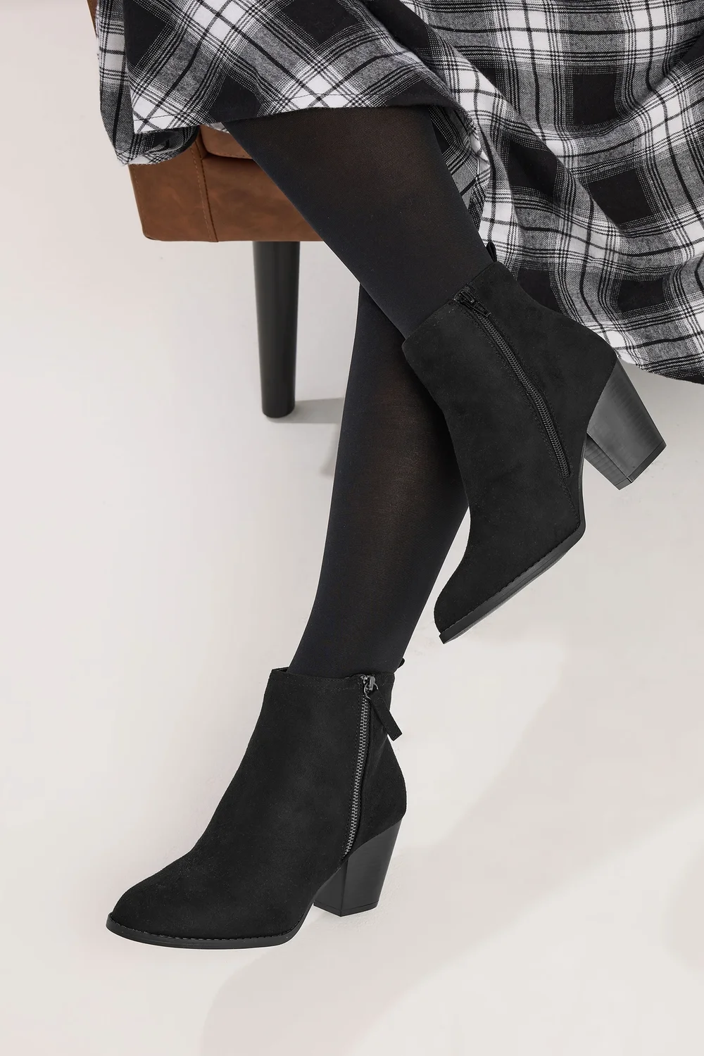 Yours Black Faux Suede Block Heel Ankle Boots In Wide E Fit & Extra Wide EEE Fit - 5 Extra Wide Image 1