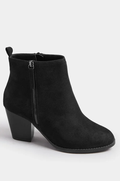 Yours Black Faux Suede Block Heel Ankle Boots In Wide E Fit & Extra Wide EEE Fit - 5 Extra Wide Image 3