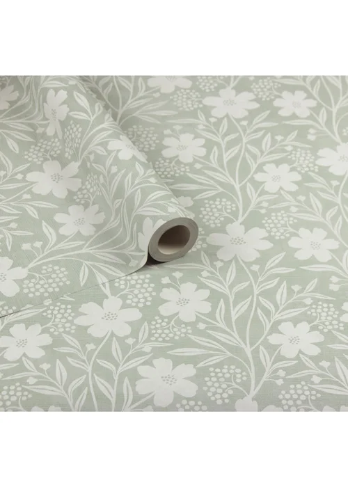 Arthouse Berry Floral Sage Wallpaper - One Size Image 2