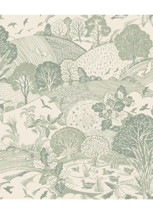 Arthouse Country Landscape Sage Wallpaper