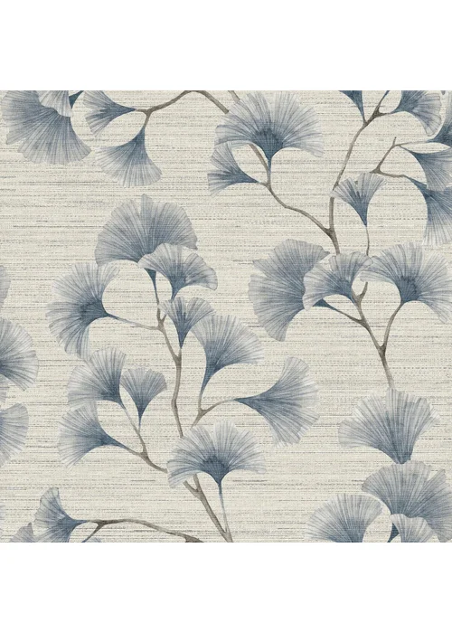 Arthouse Ginkgo Leaf Trail Blue/Grey Wallpaper - One Size Image 1