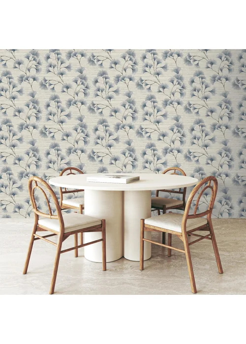 Arthouse Ginkgo Leaf Trail Blue/Grey Wallpaper - One Size Image 3