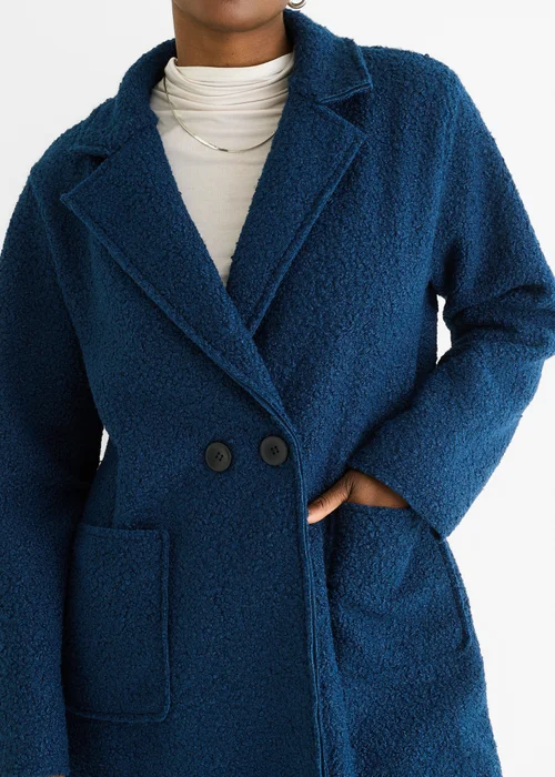 Gini London Navy Shearling Mid Length Double Breasted Jacket - M/L Image 3