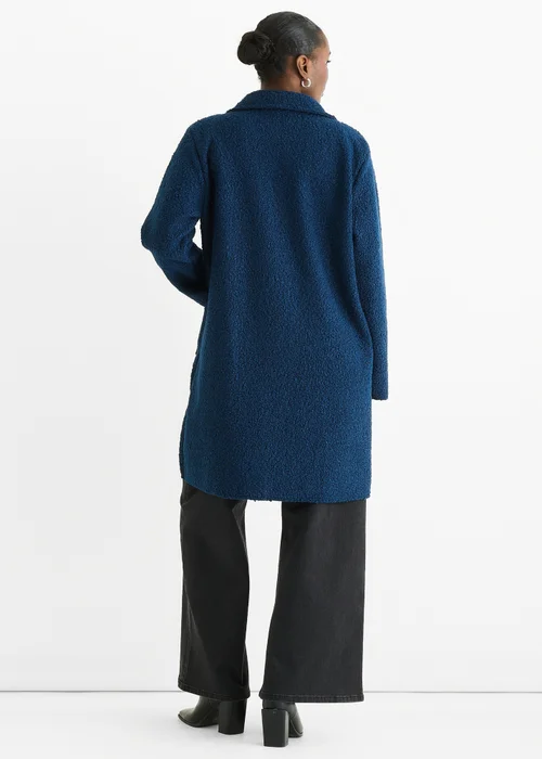 Gini London Navy Shearling Mid Length Double Breasted Jacket - M/L Image 2