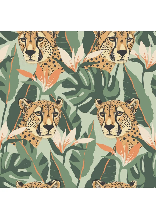 Arthouse Jungle Leopard Light Green Wallpaper