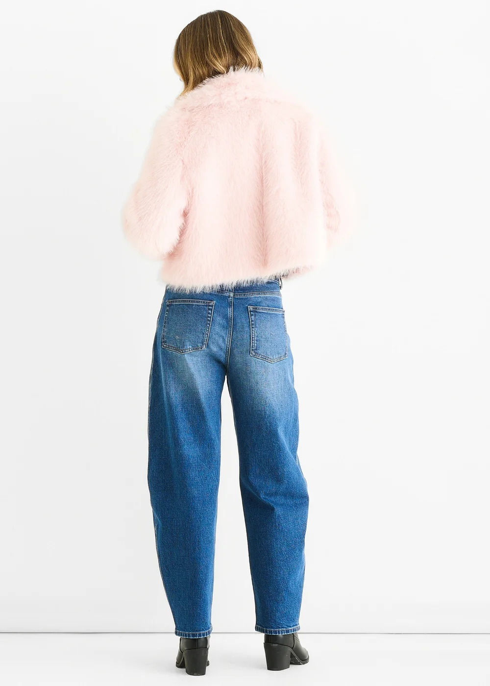 Gini London Pink Faux Fur Lapel Short jacket - L/XL Image 2