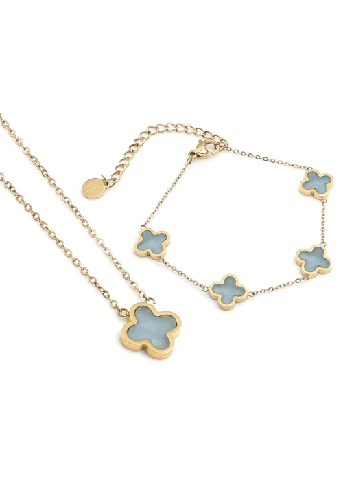 Say It With Yellow Gold Turquoise Crystal Clover Gift Set - One Size Image 1