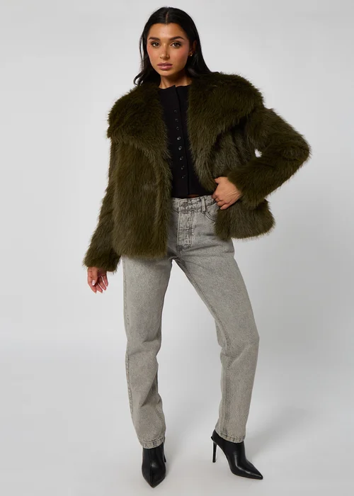 Urban Bliss Khaki Faux Fur Jacket - 16 Image 1