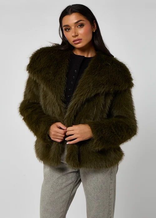 Urban Bliss Khaki Faux Fur Jacket - 16 Image 2