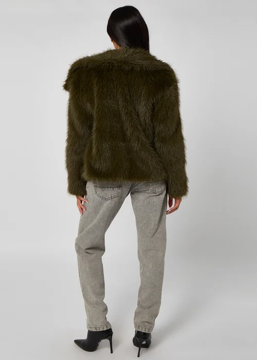 Urban Bliss Khaki Faux Fur Jacket - 16 Image 4