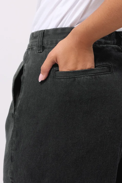 Yours Black Pleated Wide Leg Jeans - 14 Image 4