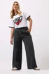 Yours Black Pleated Wide Leg Jeans - 14 Image 1