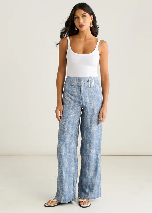 Gini London Blue Buckle Detail Trouser