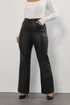 Yours Black Coated Wide Leg Trousers - 14 Image 2