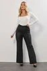 Yours Black Coated Wide Leg Trousers - 14 Image 1