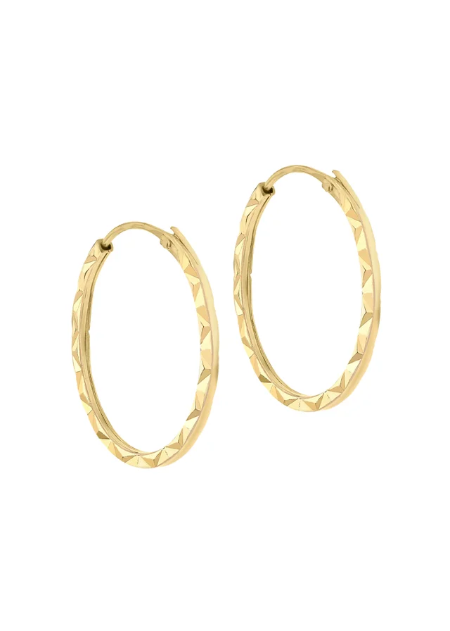 Golden Moments 9ct Yellow Gold Tube Diamond Cut Hoop Earrings