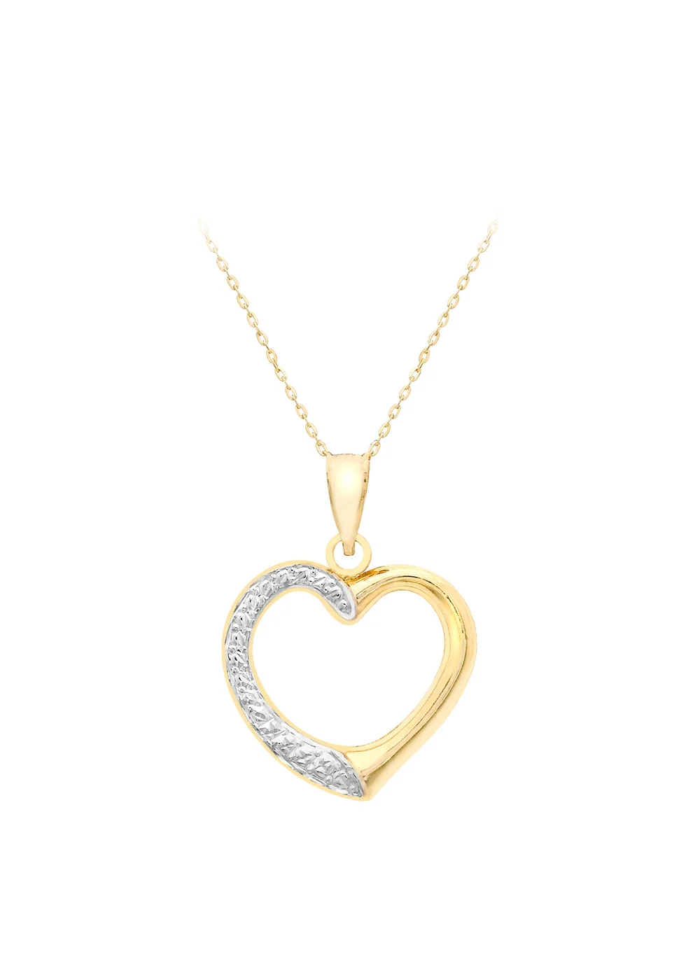 Golden Moments Golden Moments 9ct 2-Colour Gold Patterned-Heart Trace Chain Necklace 18 inch - 18 - inch Image 1