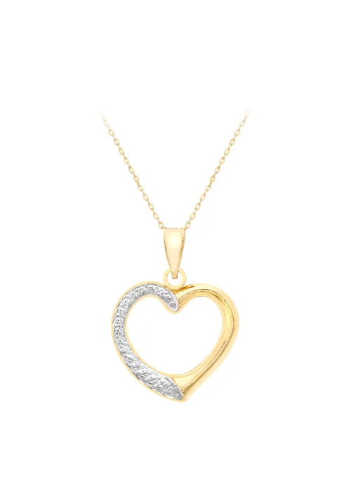 Golden Moments Golden Moments 9ct 2-Colour Gold Patterned-Heart Trace Chain Necklace 18 inch - 18 - inch Image 1