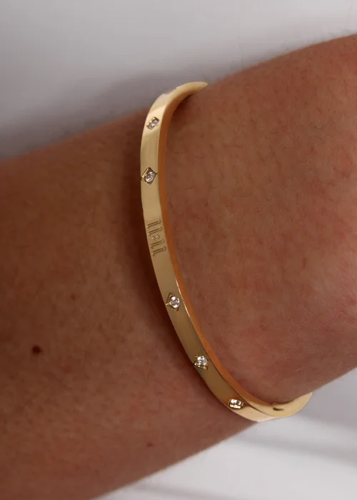 Say It With Yellow Gold 11:11 Bangle - One Size Image 2