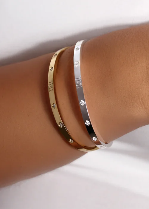Say It With Yellow Gold 11:11 Bangle - One Size Image 3