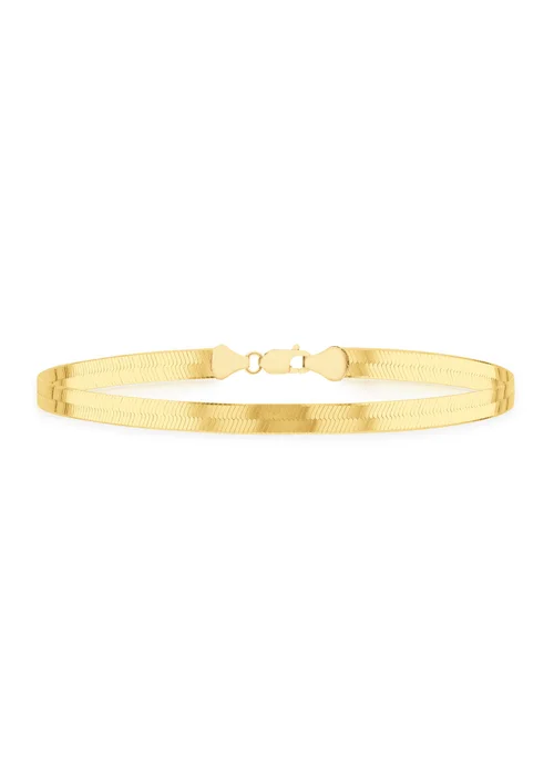 Golden Moments Sterling Silver Gold Plated Triple Herringbone Bracelet - One Size Image 1
