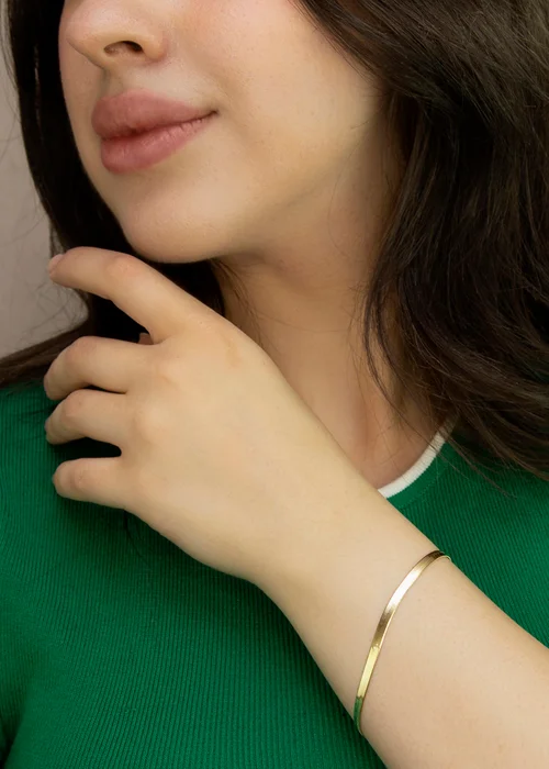 Golden Moments Sterling Silver Gold Plated Triple Herringbone Bracelet - One Size Image 3