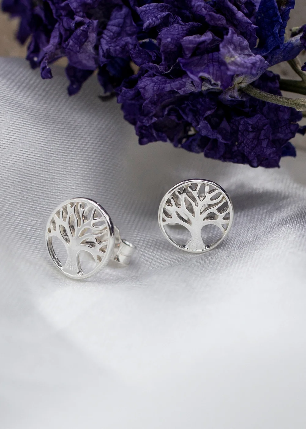 Golden Moments Sterling Silver 'Tree of Life' Stud Earrings - One Size Image 2