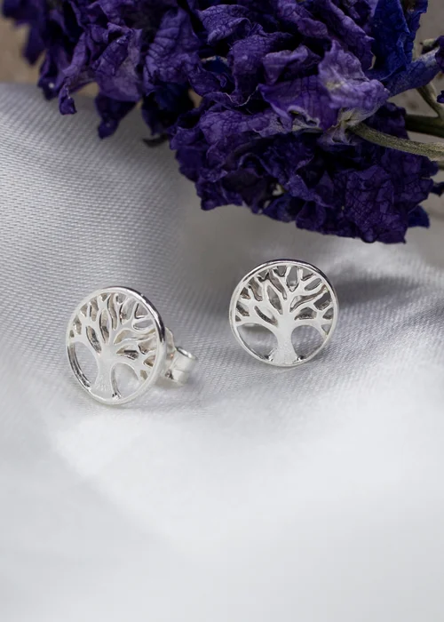 Golden Moments Sterling Silver 'Tree of Life' Stud Earrings - One Size Image 2