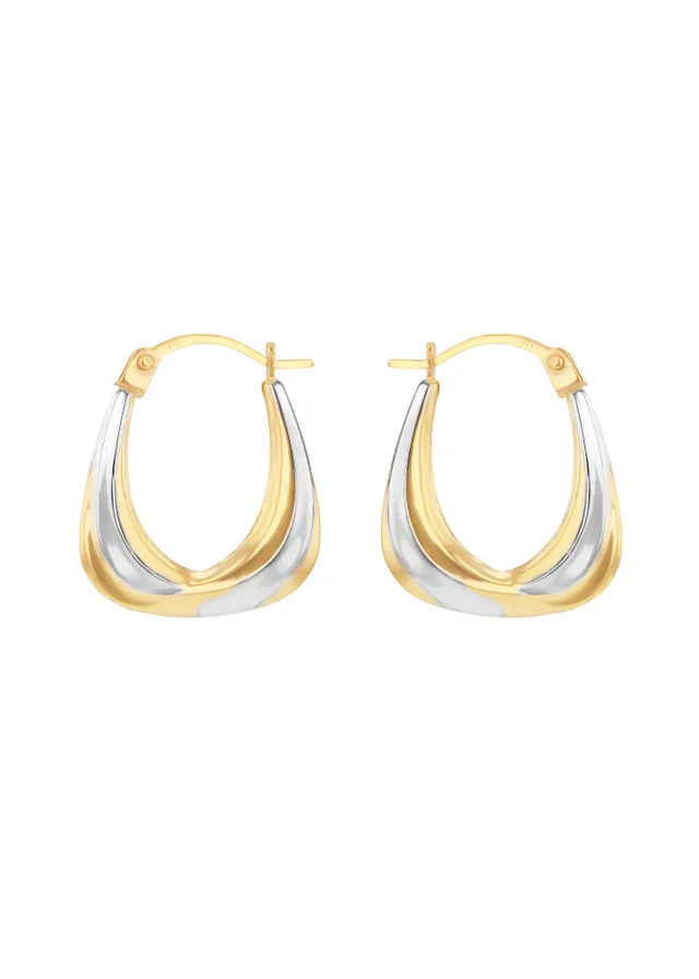 Golden Moments 9ct 2-Colour Gold Creole Earrings
