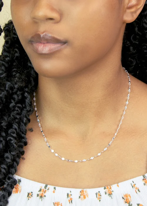 Golden Moments Sterling Silver Flat Mirror Link Chain 46cm/18' - One Size Image 3