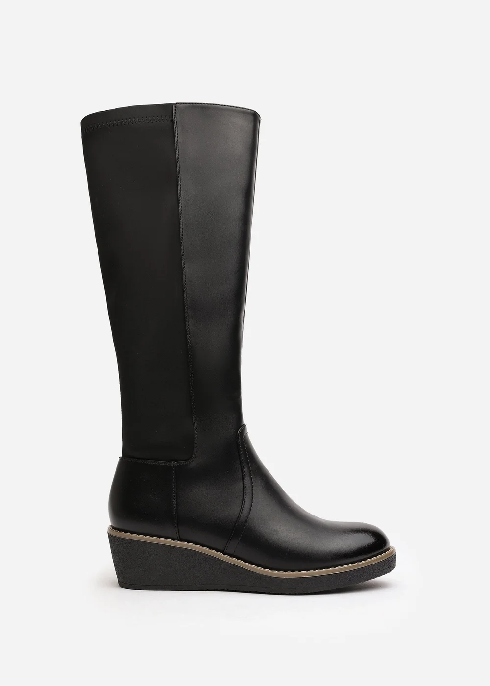 Where's That From Journey Black Knee High Wedge Boot - 7 Image 1