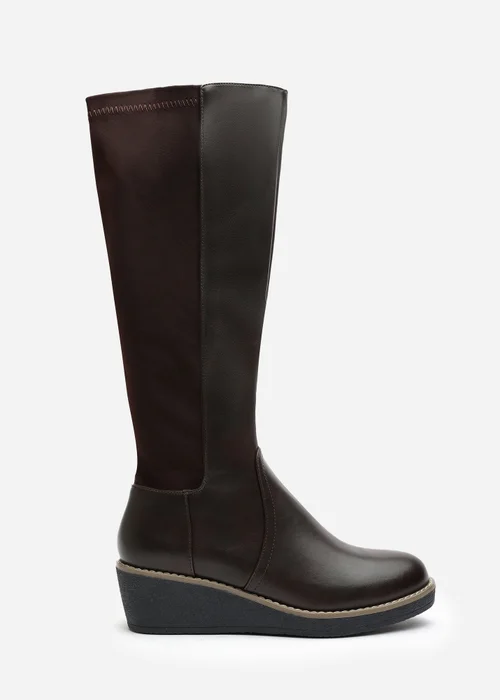 Where's That From Journey Brown Knee High Wedge Boot - Size 6 Image 2