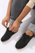 Yours Black Low Retro Stripe Trainers In Extra Wide Fit - 7 Extra Wide Image 1