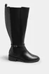 Yours Curve Black Faux Leather Buckle Knee High Riding Boots In Extra Wide Fit - 6 Extra Wide Image 4