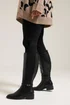 Yours Curve Black Faux Leather Buckle Knee High Riding Boots In Extra Wide Fit - 6 Extra Wide Image 1