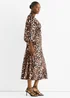 Gini London Brown Animal Lace Trim Satin Bias Midi Dress - 12 Image 5