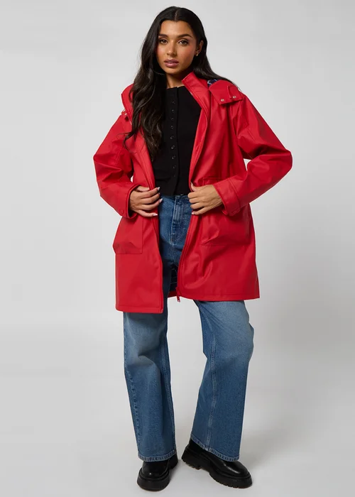 Urban Bliss Red Rubberised Raincoat - 16 Image 2