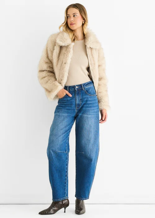 Gini London Beige Premium Ombre Faux Fur Jacket - M/L Image 1