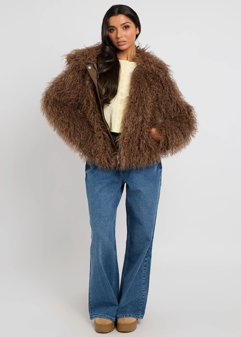 Urban Bliss Brown Mongolian Faux Fur Jacket - 10 Image 1