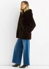 Gini London Chocolate Hooded Long Sleeve Faux Fur Jacket - S/M Image 4