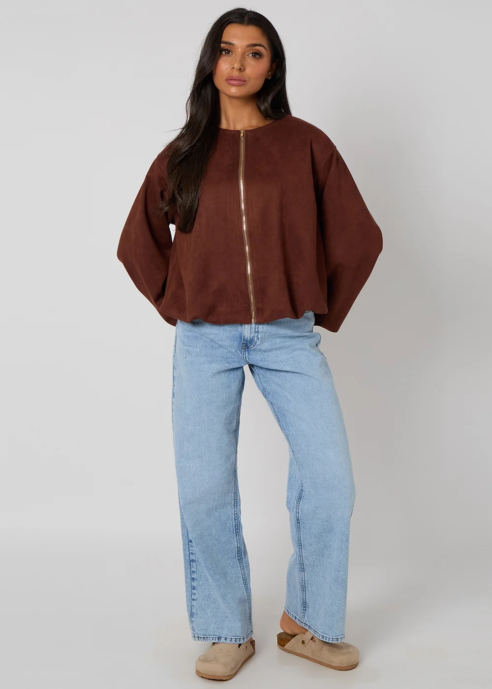 Urban Bliss Chocolate Suede Bubble Hem Jacket - 16 Image 2