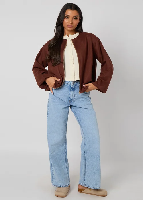 Urban Bliss Chocolate Suede Bubble Hem Jacket - 16 Image 3