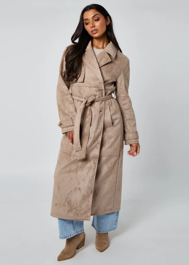 Urban Bliss Stone Suede Trench Coat