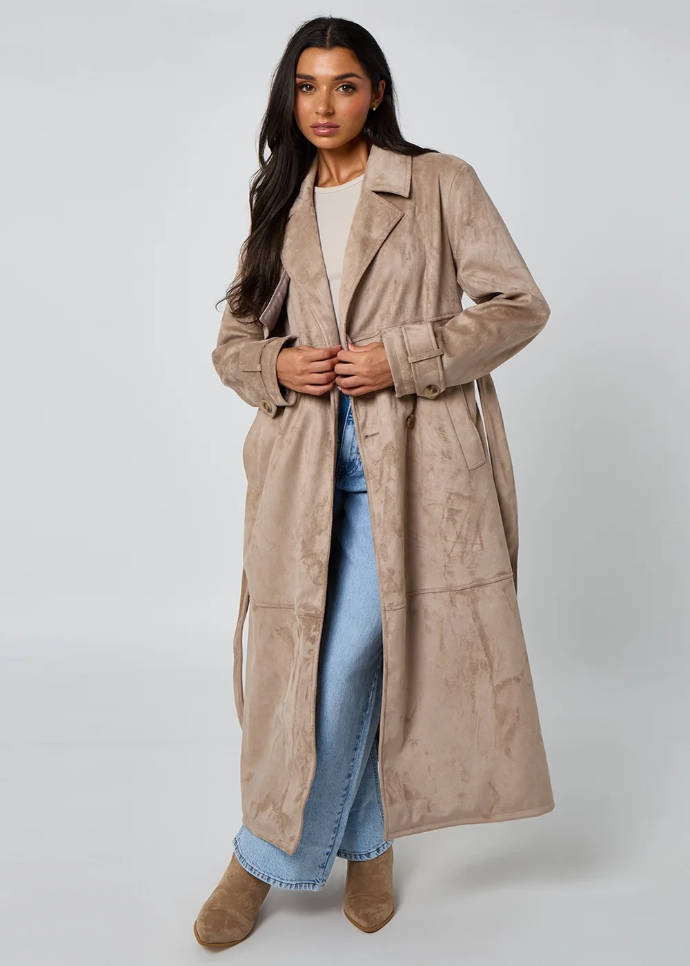 Urban Bliss Stone Suede Trench Coat - 12 Image 1