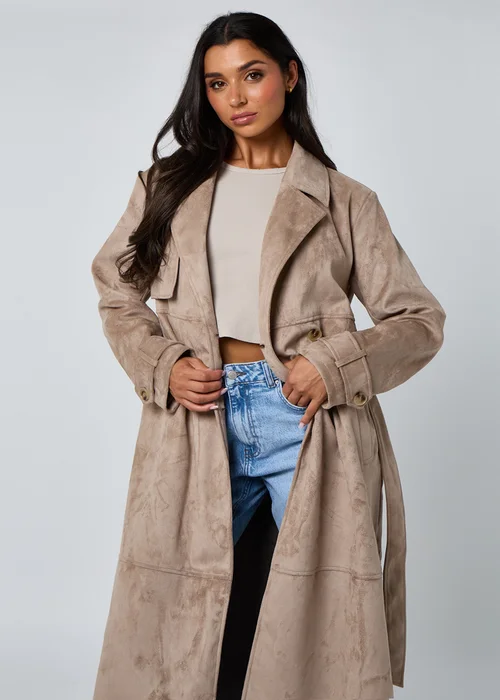 Urban Bliss Stone Suede Trench Coat - 12 Image 3
