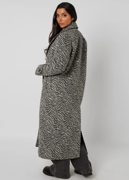 Urban Bliss Grey Longline Zebra Formal Coat - 8 Image 4