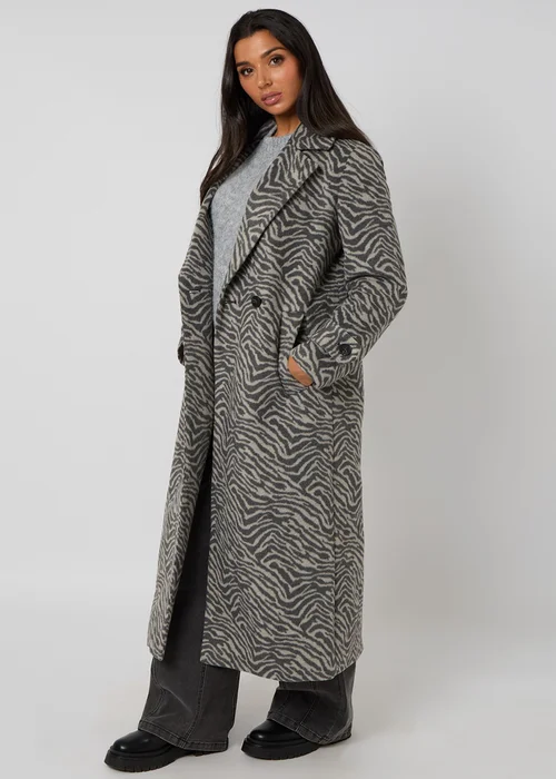 Urban Bliss Grey Longline Zebra Formal Coat - 8 Image 2