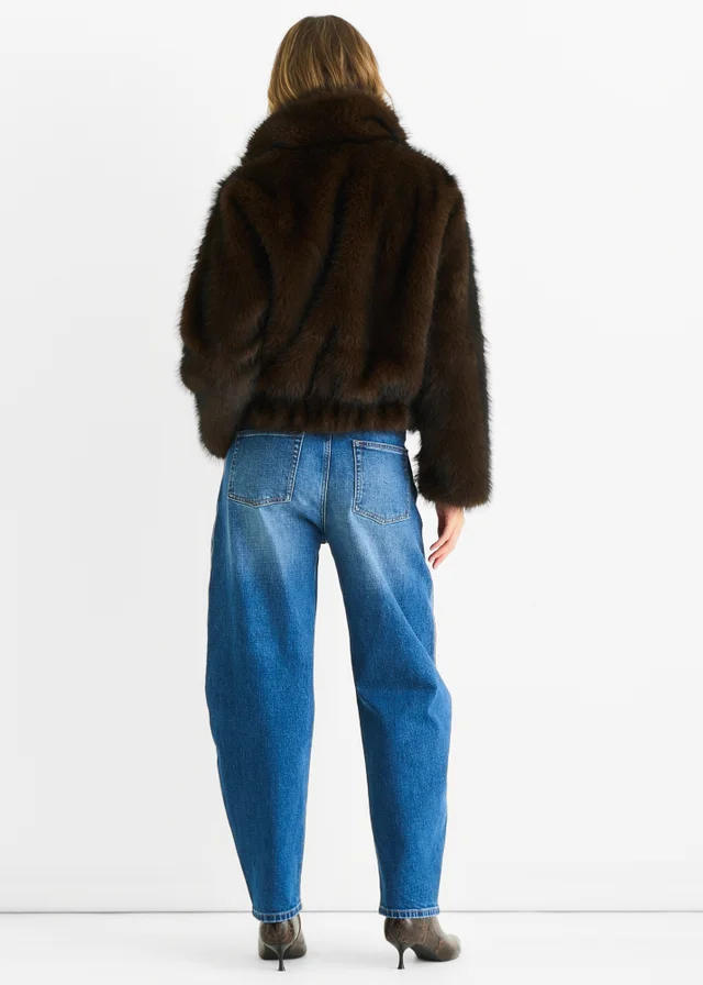 Gini London Coffee Premium Ombre Faux Fur Jacket