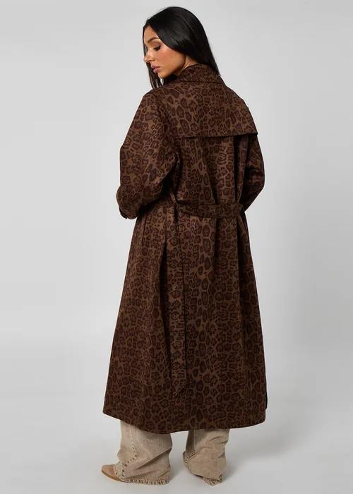 Urban Bliss Brown Leopard Suede Trench Coat - 10 Image 4
