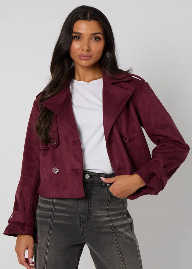 Urban Bliss Plum Cropped Suede Trench